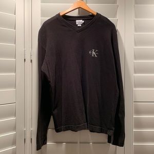 Calvin Klein Jeans V-Neck Long Sleeve Black Shirt